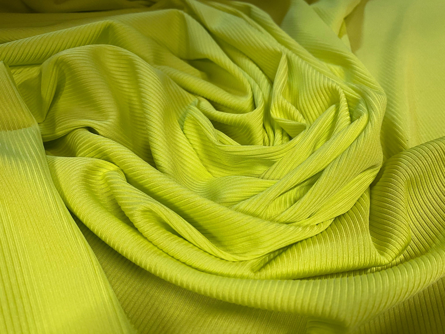 Stretch spandex rib jersey knit dress fabric, per metre - lime