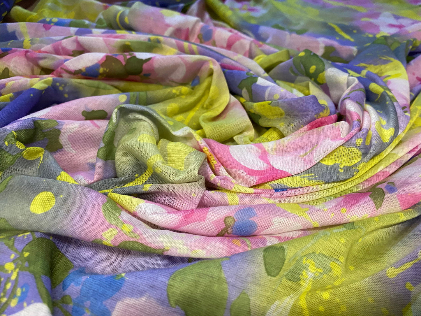 Soft handle jersey fabric, per metre - blossom splash print