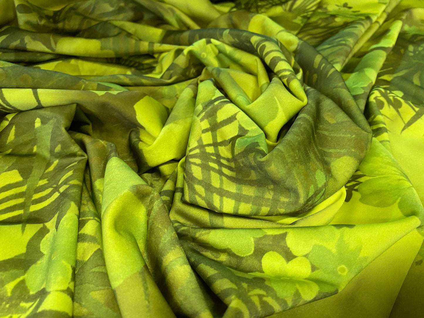 Swimwear stretch spandex jersey fabric, per metre - hibiscus flower print - lime