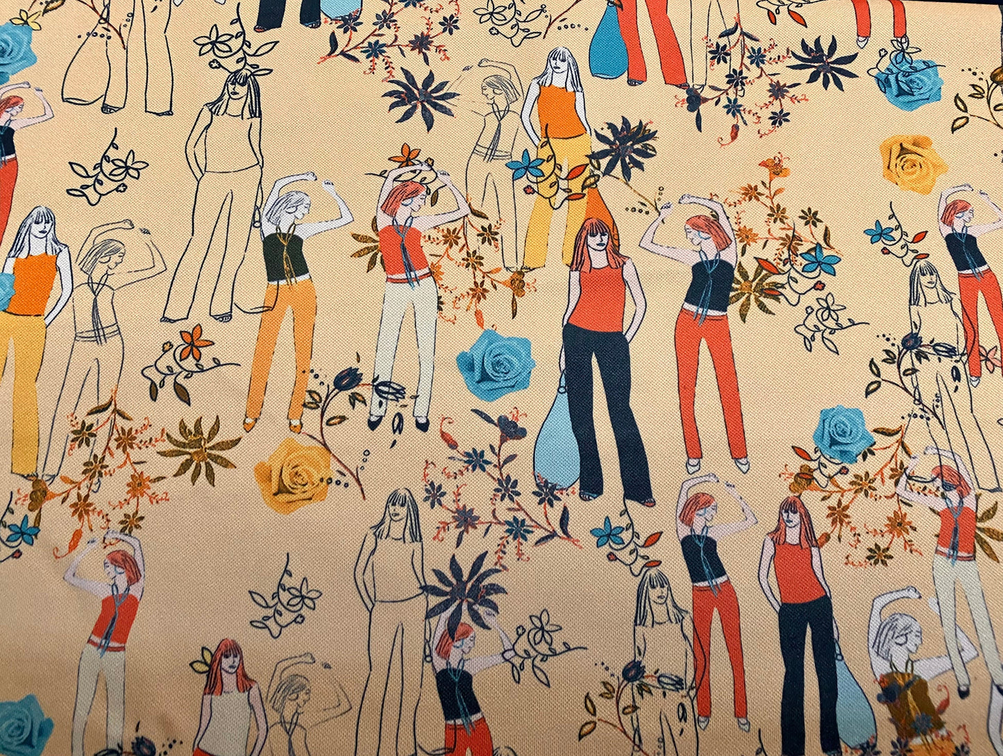 Double jersey stretch spandex fabric, per metre - women/ ladies/ female & flowers print