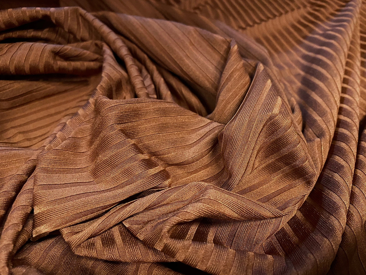 Spandex rib stretch jersey fabric, per metre - penny brown