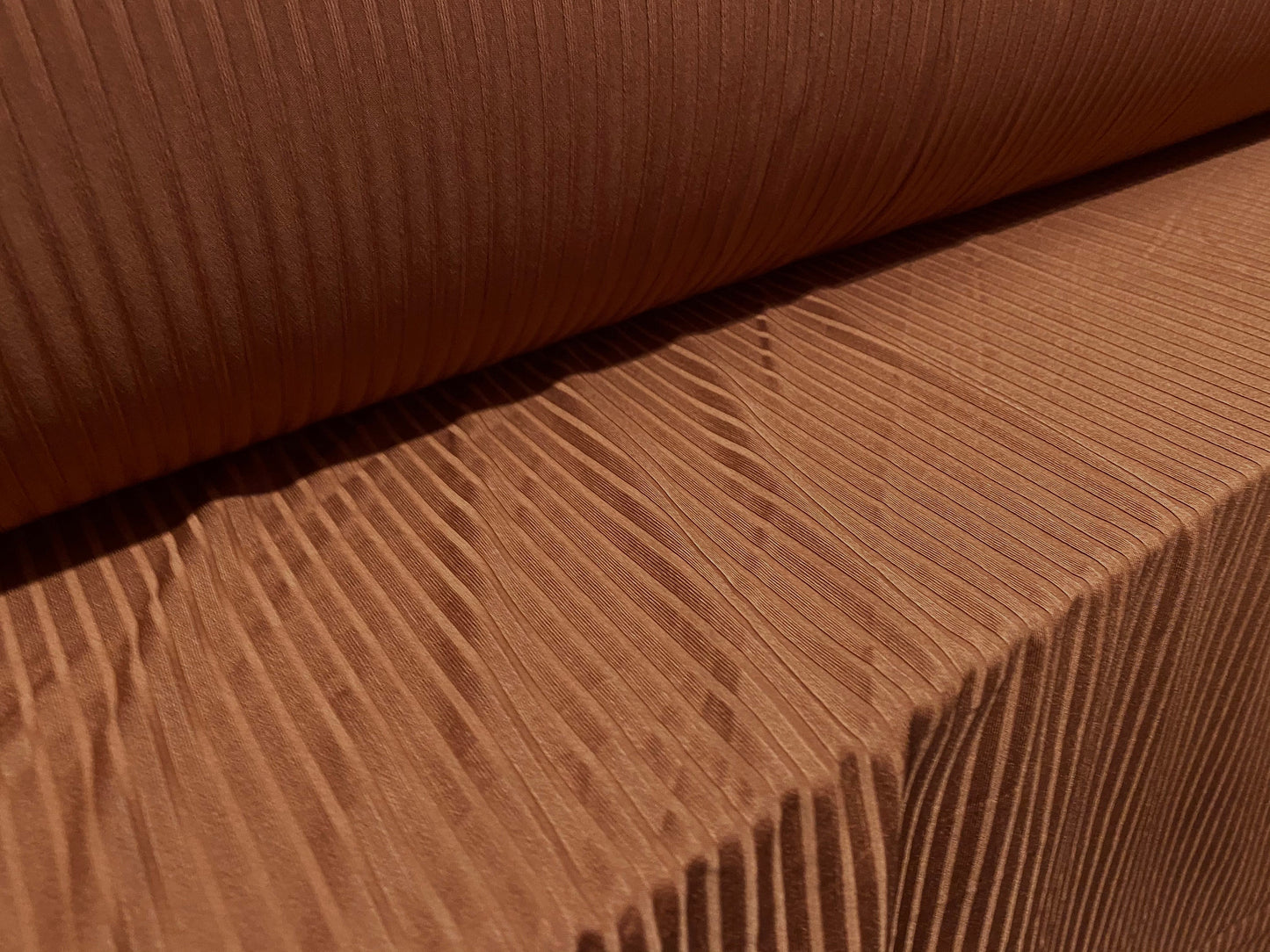 Spandex rib stretch jersey fabric, per metre - penny brown