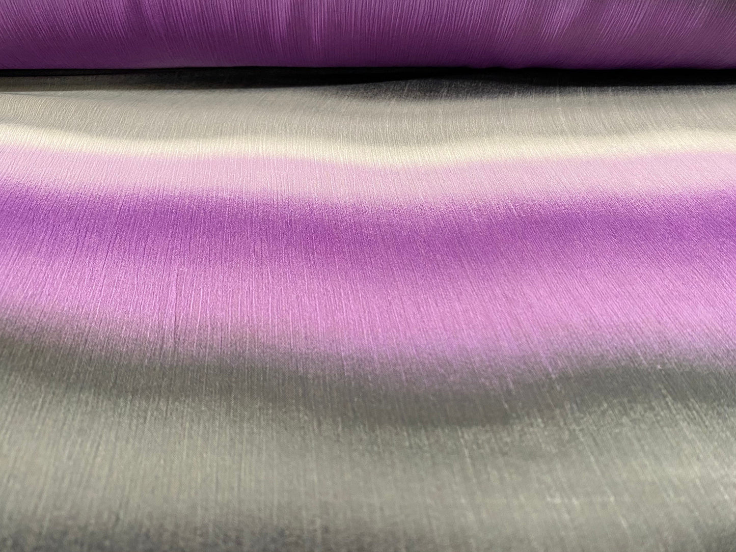 Printed chiffon yoryu dress blouse fabric, per metre - lilac & grey ombré stripe