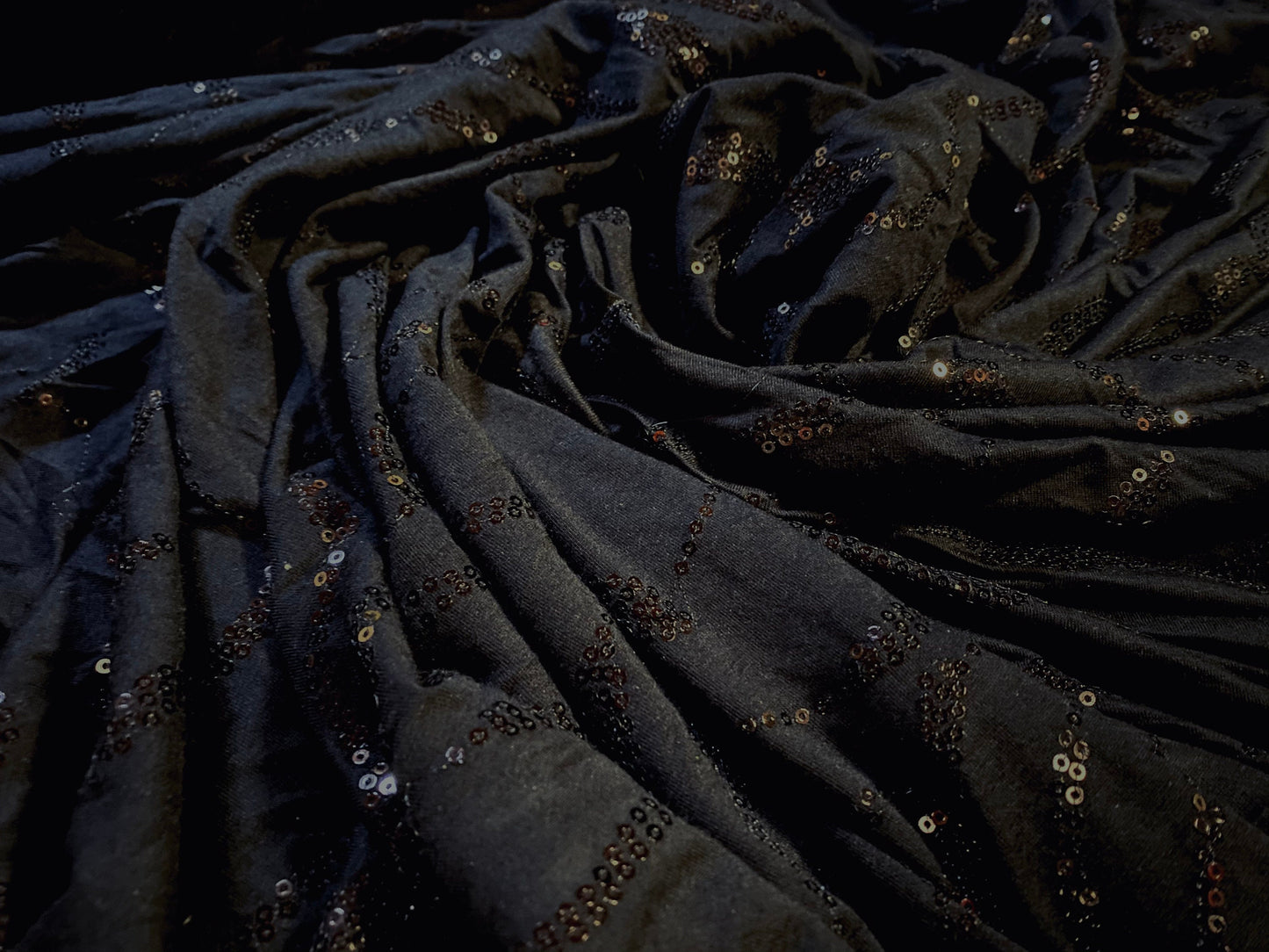 Viscose Elastane stretch jersey fabric, per metre - sequinned zebra pattern - black