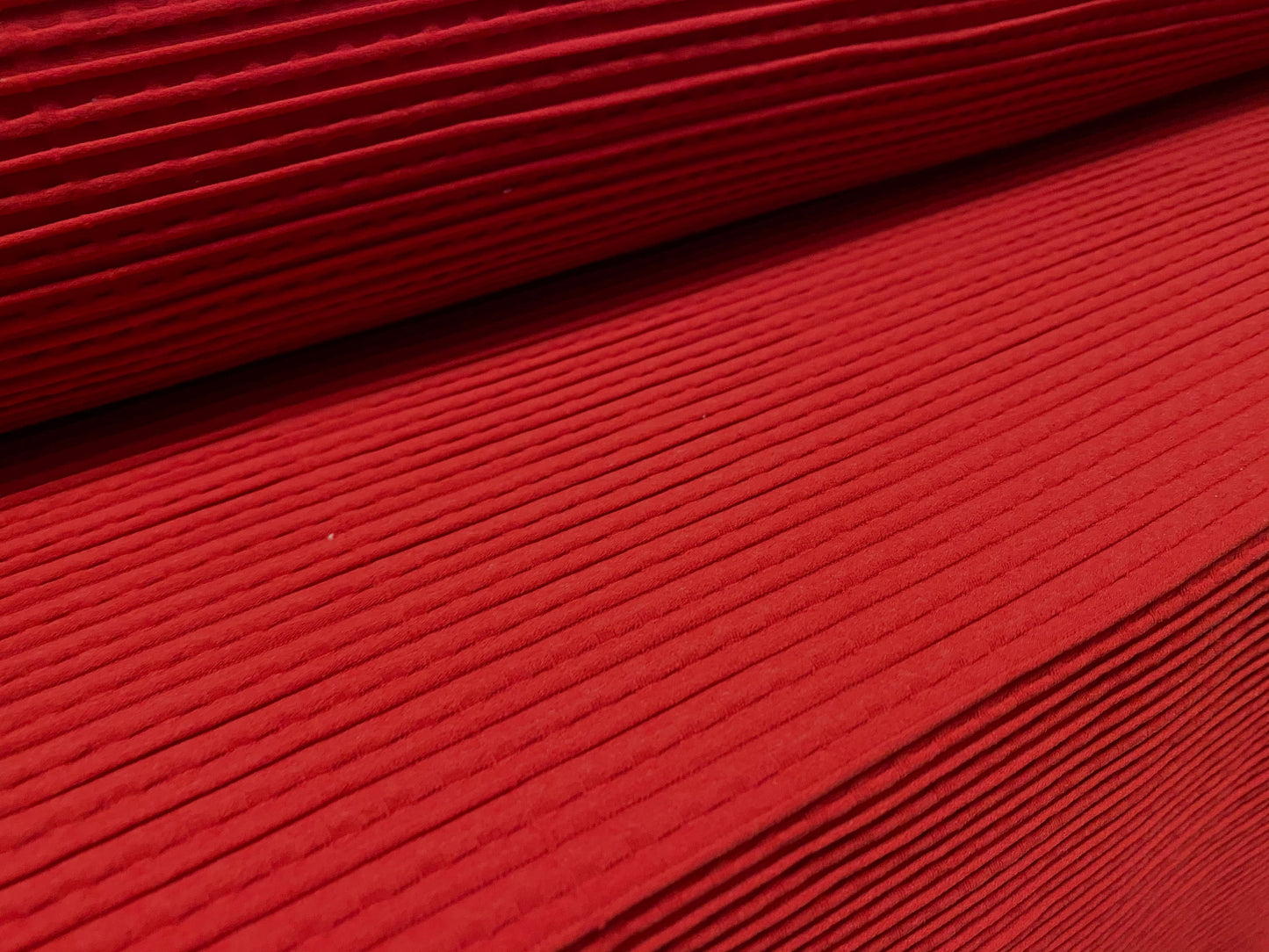 Textured rib jacquard stretch double jersey fabric, per metre - Red