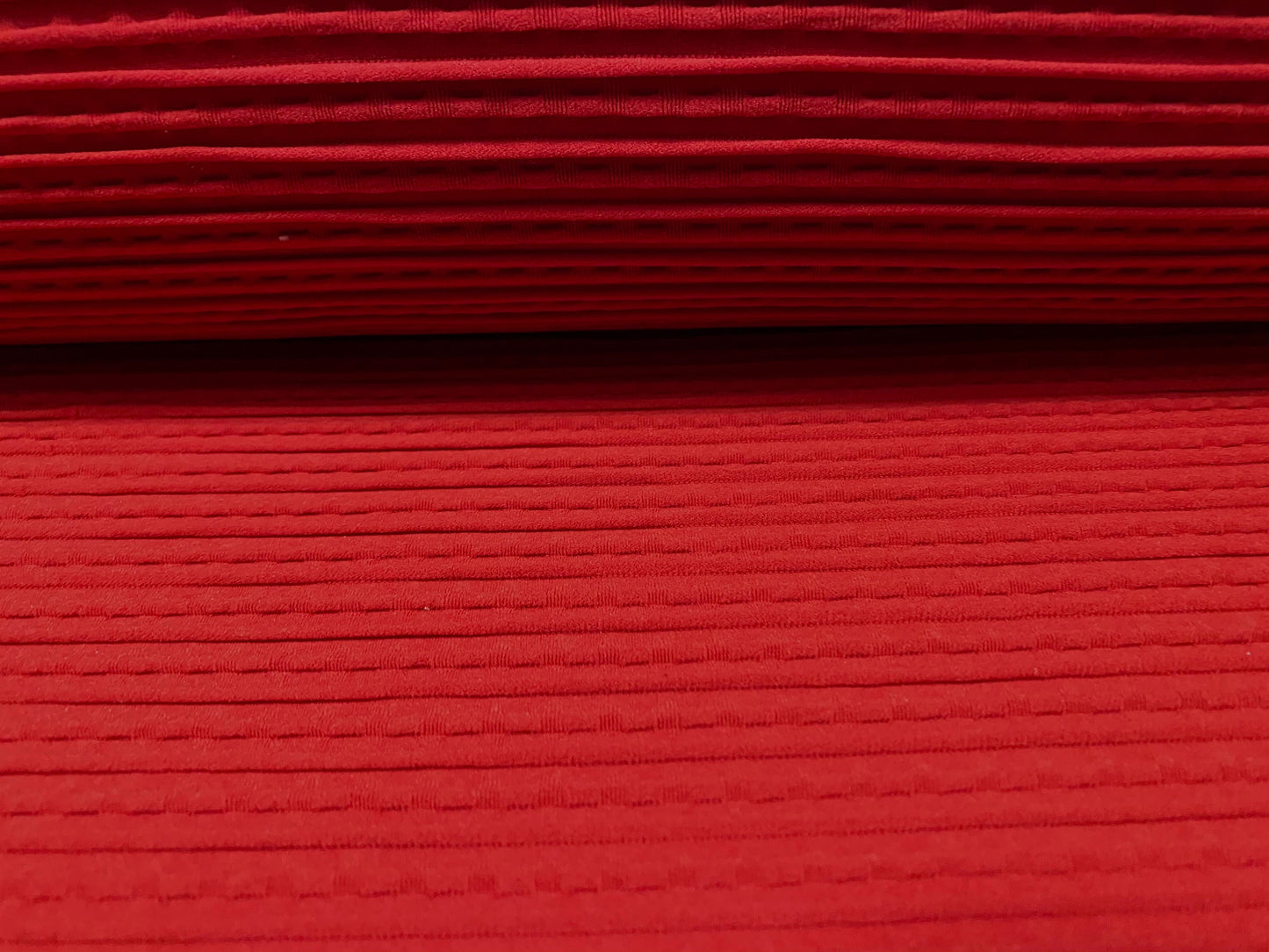 Textured rib jacquard stretch double jersey fabric, per metre - Red