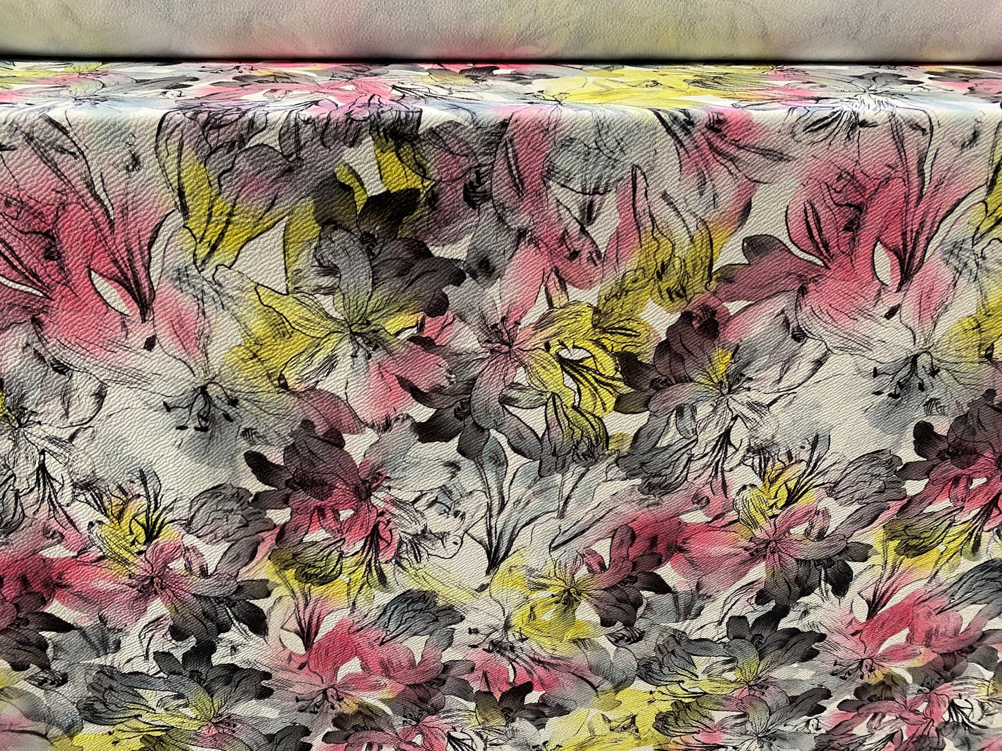 Scuba textured ‘Liverpool’ stretch spandex jersey fabric, per metre - pastel flowers print