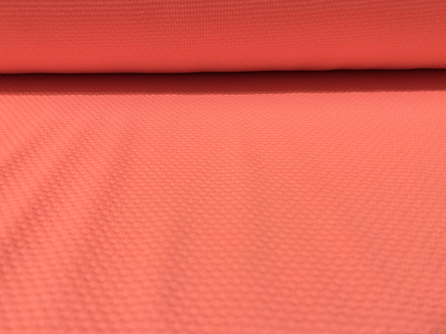 Waffle jacquard Stretch spandex double jersey fabric, per metre - coral