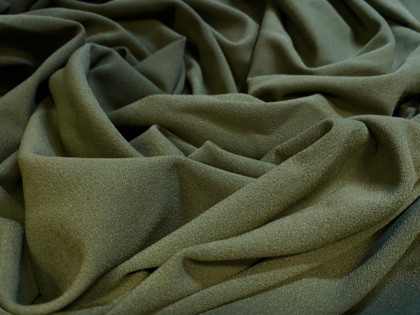 Scuba crepe stretch spandex double jersey fabric, per metre - plain - khaki