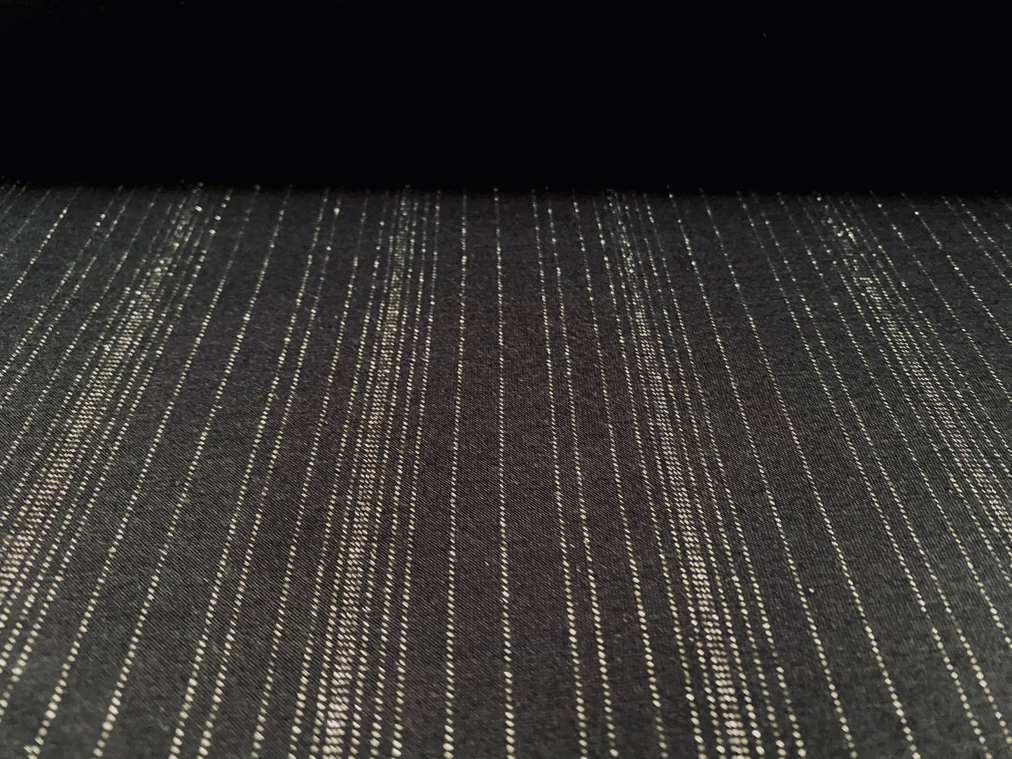 Viscose single jersey fabric with silver slub stripe, per metre - black