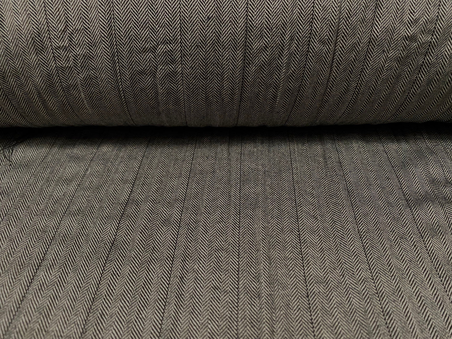 Crinkle herringbone woven trouser fabric, per metre - grey