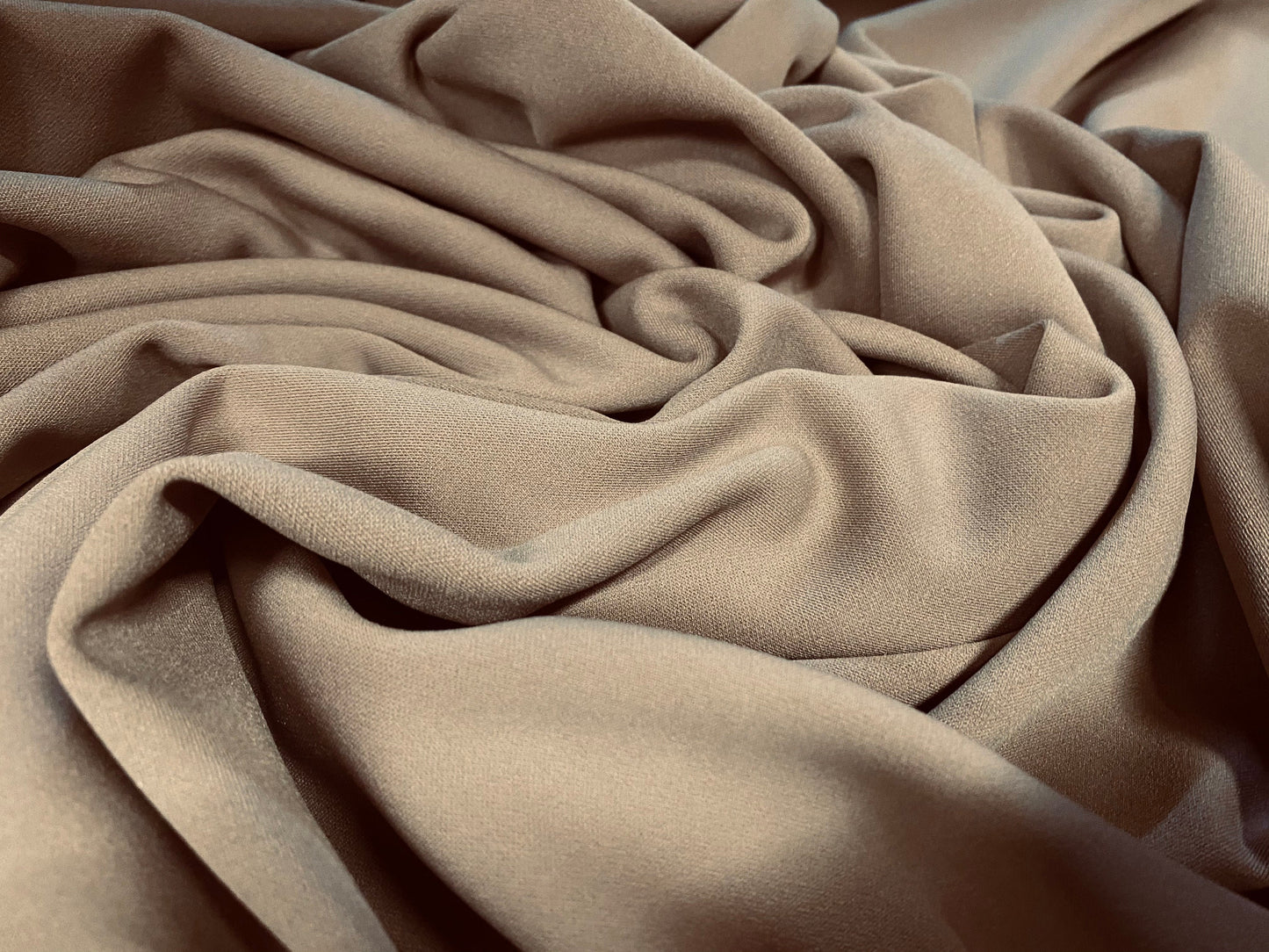 Scuba stretch spandex double jersey fabric, per metre - mink