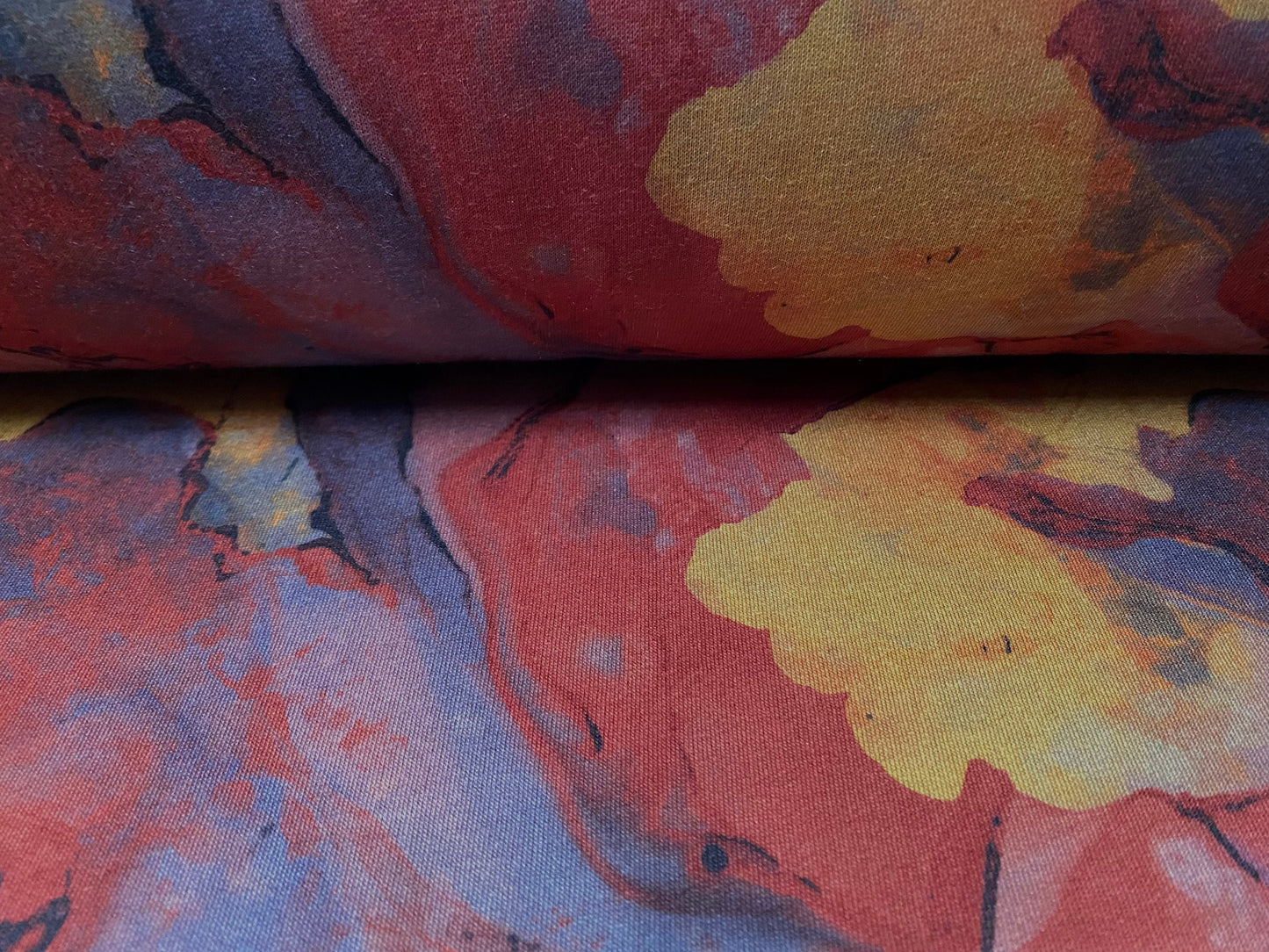 Sweatshirt fleece soft jersey fabric, per metre - watercolour flowers print