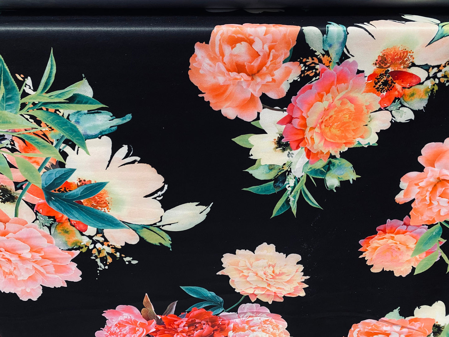 Scuba stretch neoprene style double jersey fashion fabric, per metre - Rose bouquet print