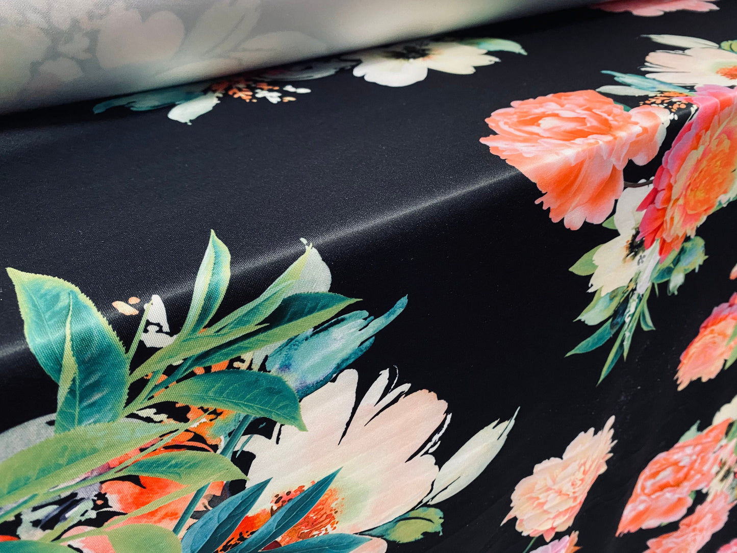 Scuba stretch neoprene style double jersey fashion fabric, per metre - Rose bouquet print