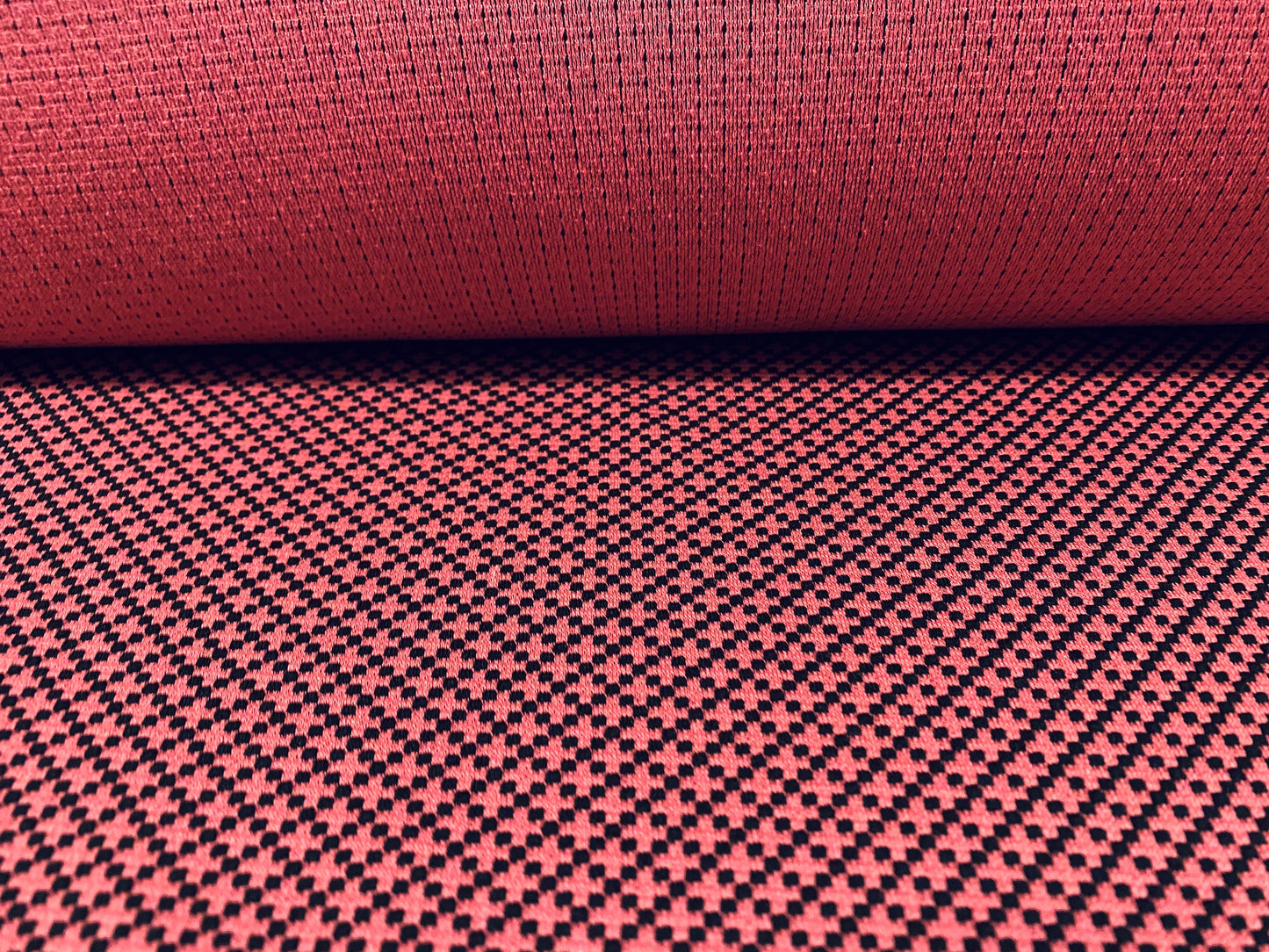 Double jersey stretch fabric with diamond jacquard, per metre - raspberry pink