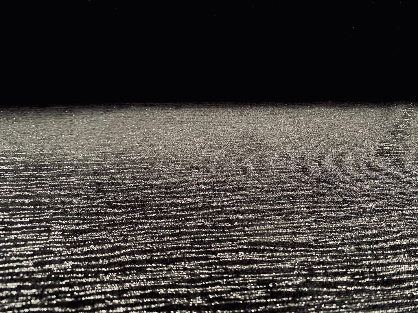 Spandex velvet stretch fabric, per metre - black with silver slub stripe