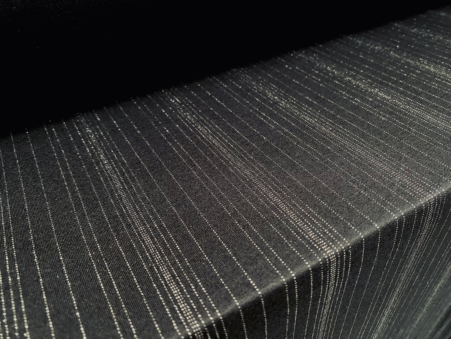 Viscose single jersey fabric with silver slub stripe, per metre - black