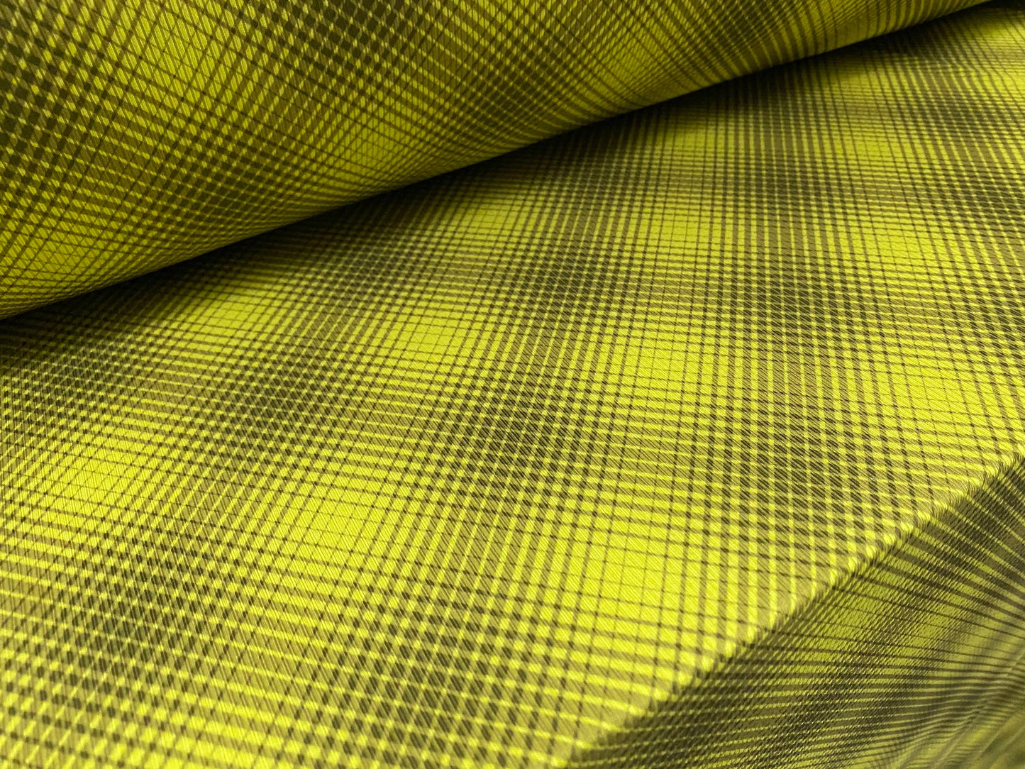 Spandex rib jersey fabric, per metre - geometric print - lime & grey