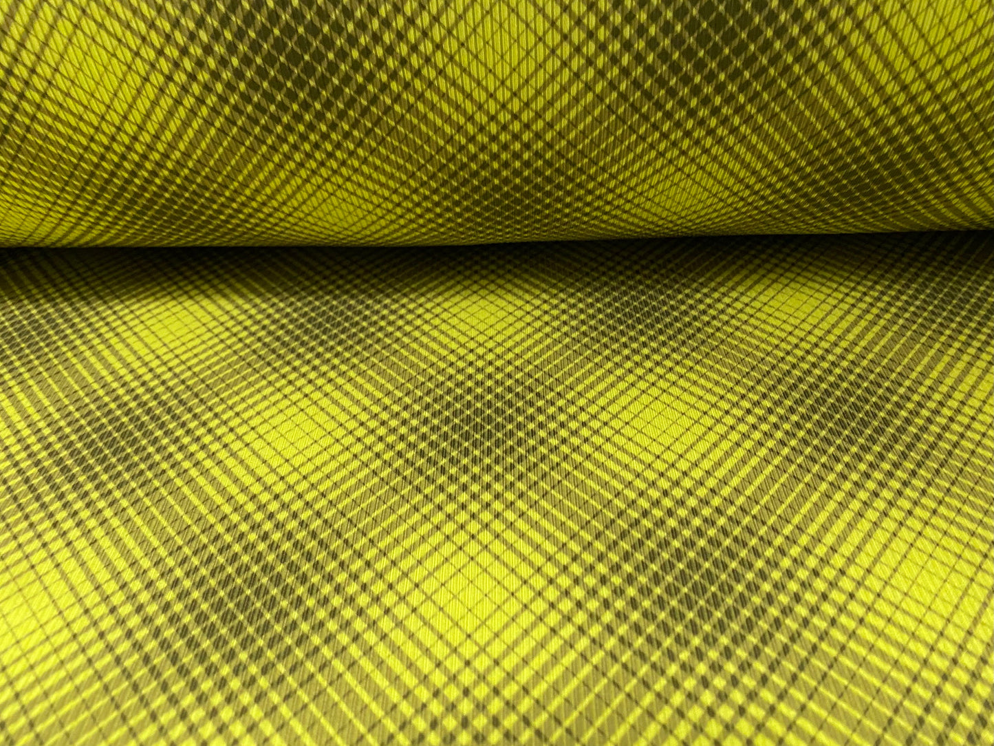 Spandex rib jersey fabric, per metre - geometric print - lime & grey