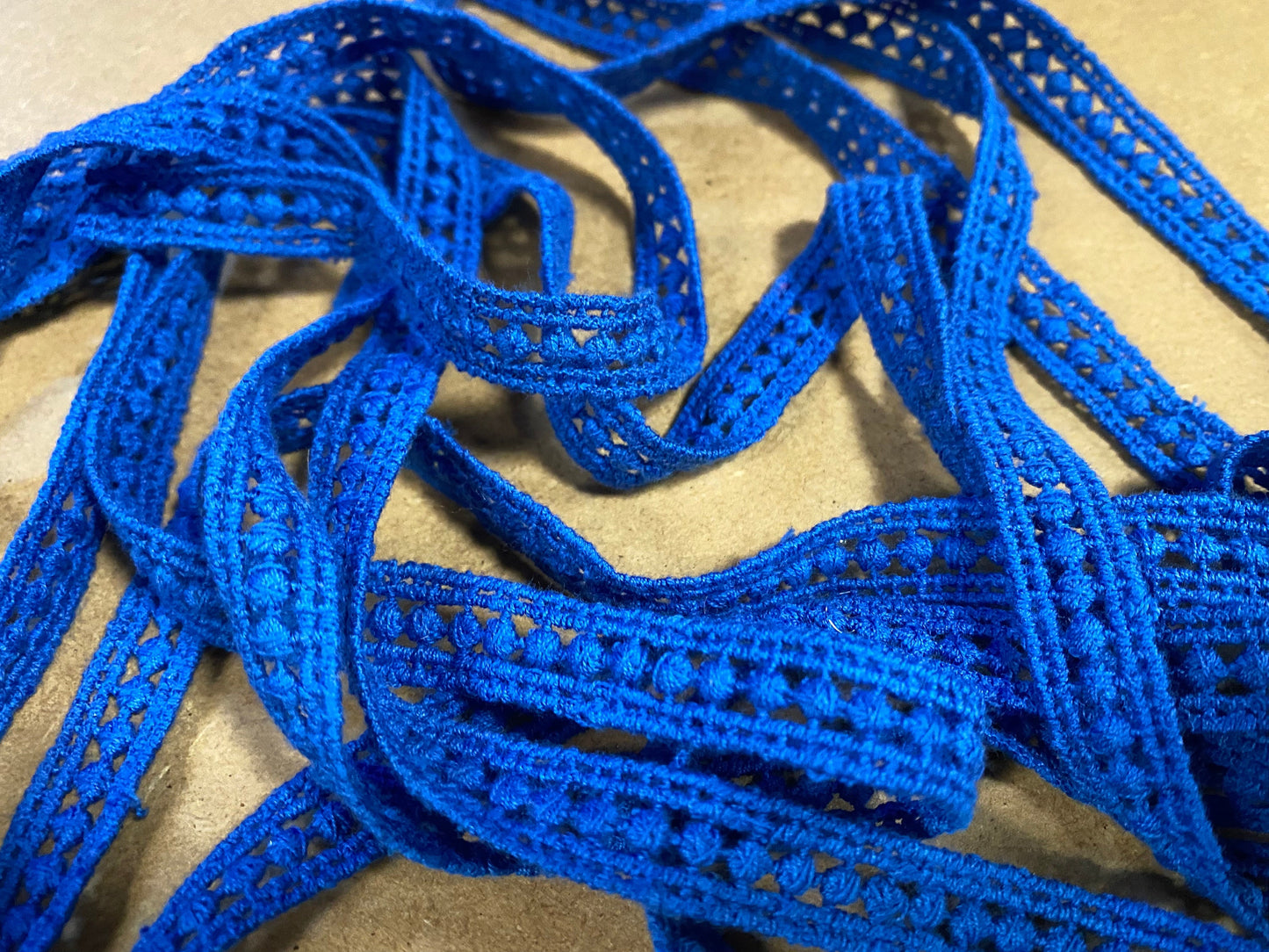 Cotton embroidery edging trim ribbon fabric - royal blue