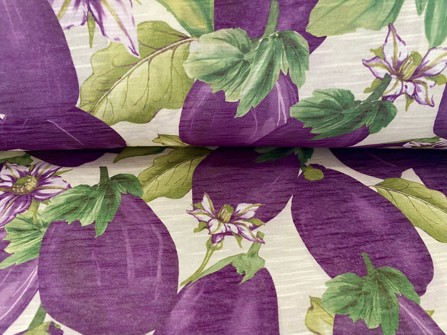 Slub single jersey printed fabric, per metre - aubergine floral print - purple