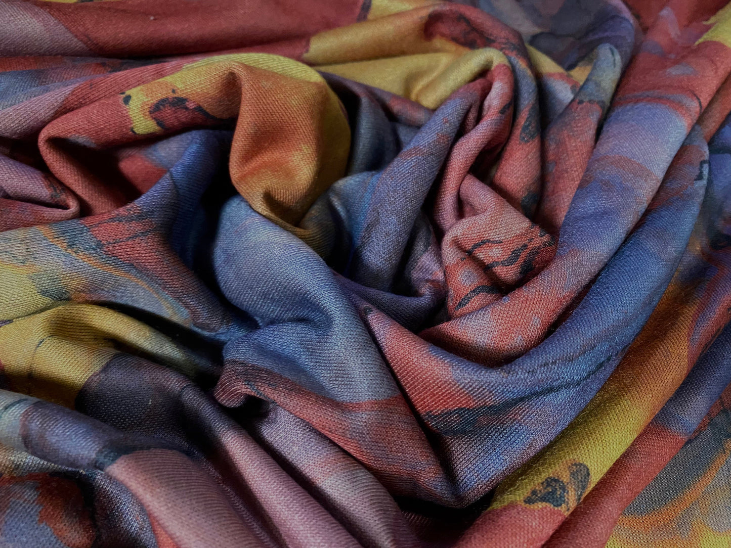 Sweatshirt fleece soft jersey fabric, per metre - watercolour flowers print