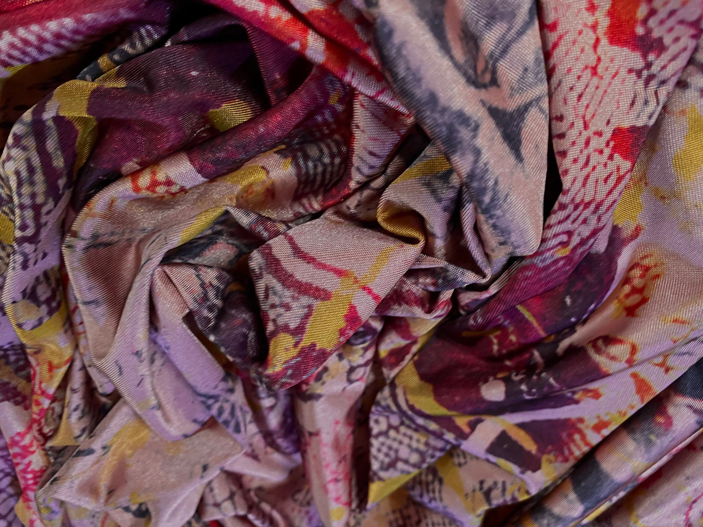 Disco shimmer stretch jersey fabric, per metre - bank note print - dusky pink