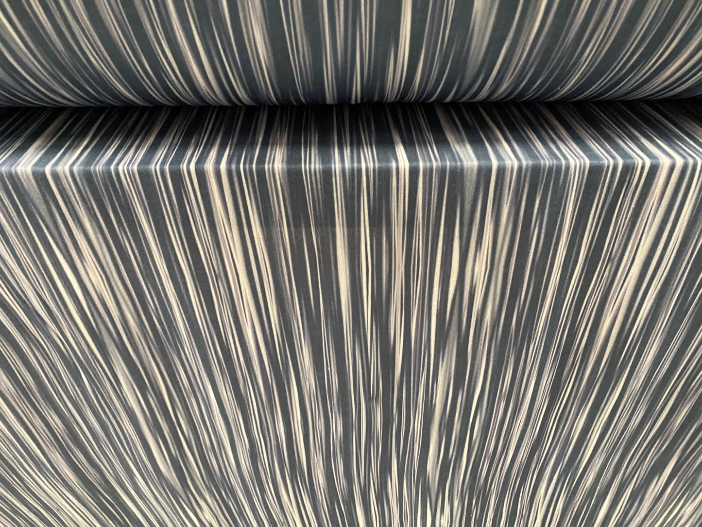 Single jersey mousse fabric, per metre - busy stripe print - blue