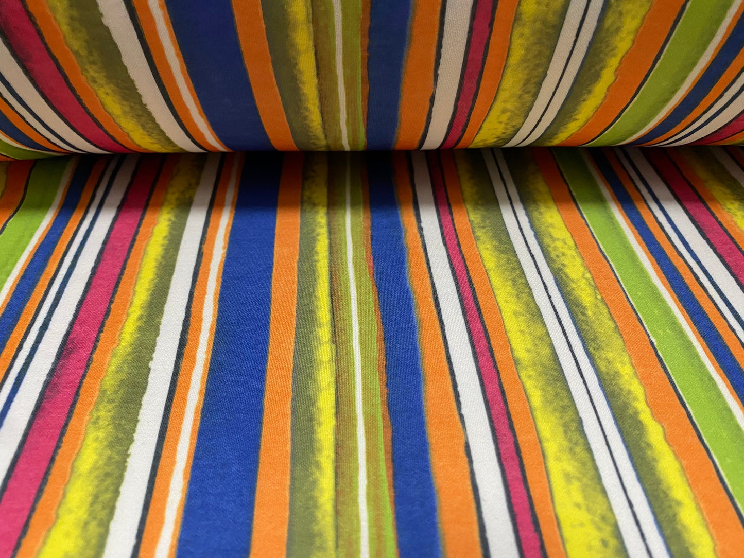 Scuba spandex stretch neoprene style jersey fashion fabric, per metre - multicolour distressed stripe print