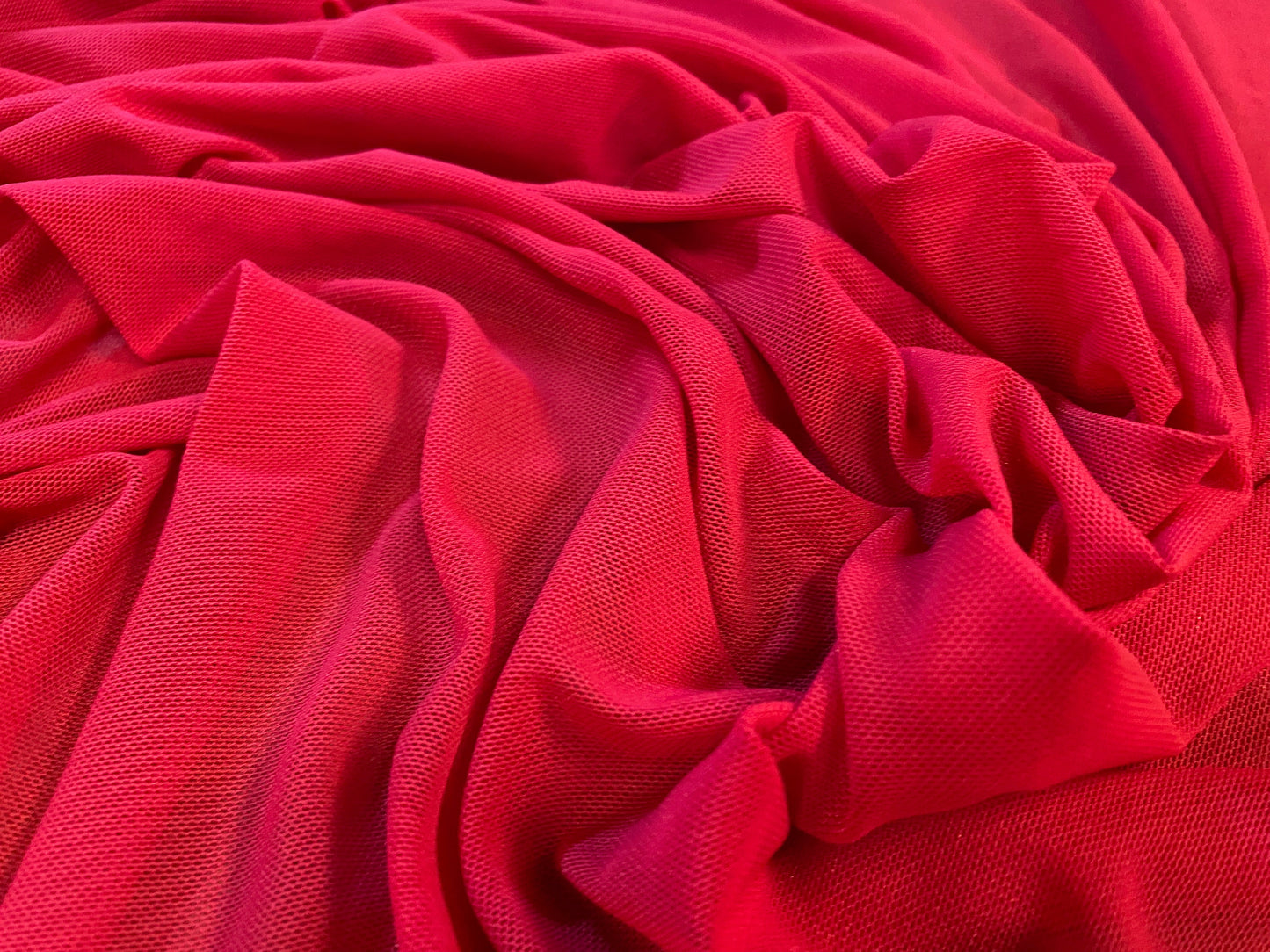 Power mesh net stretch spandex fabric, per metre - plain - bright red