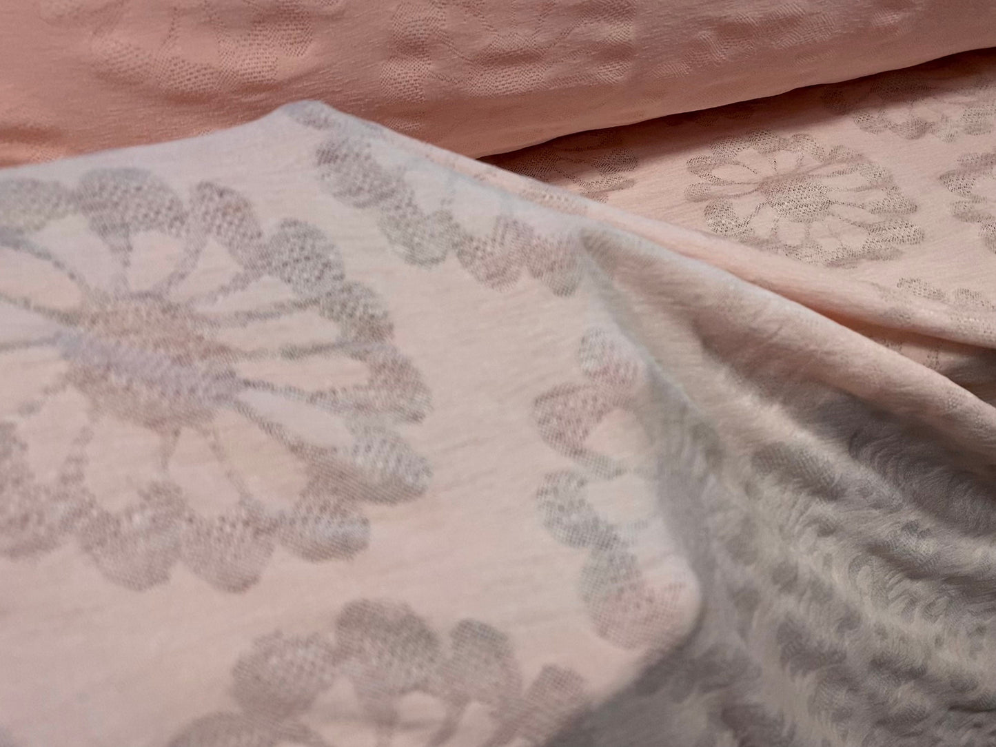 Stretch spandex Daisy jacquard lightweight jersey fabric, per metre - blush