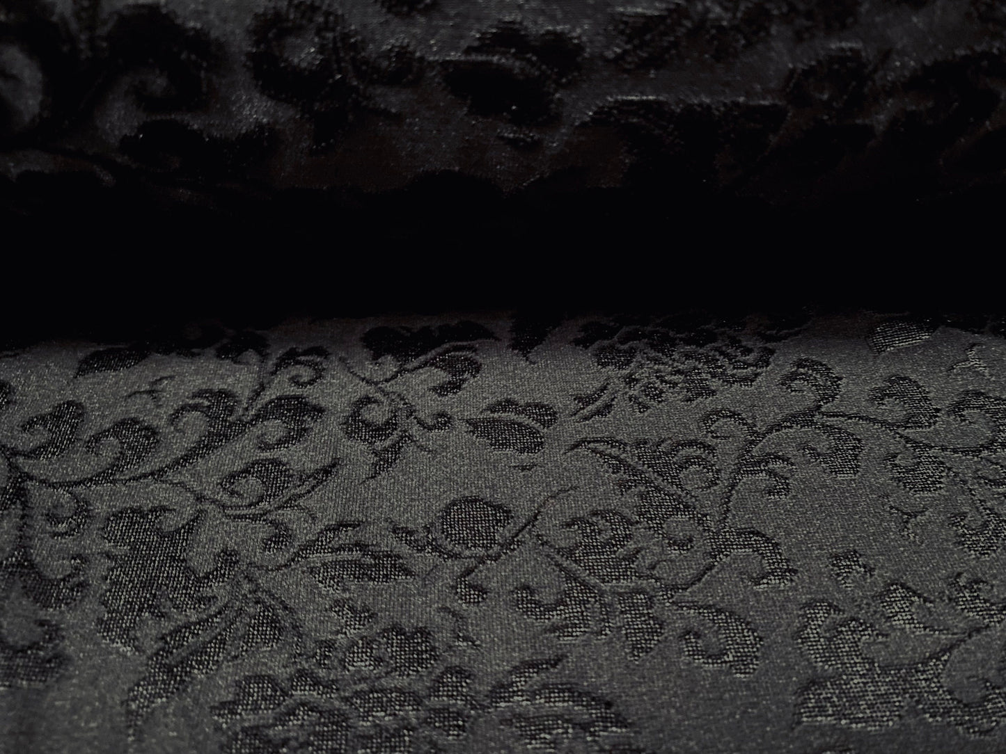 Stretch spandex floral jacquard jersey fabric, per metre - black