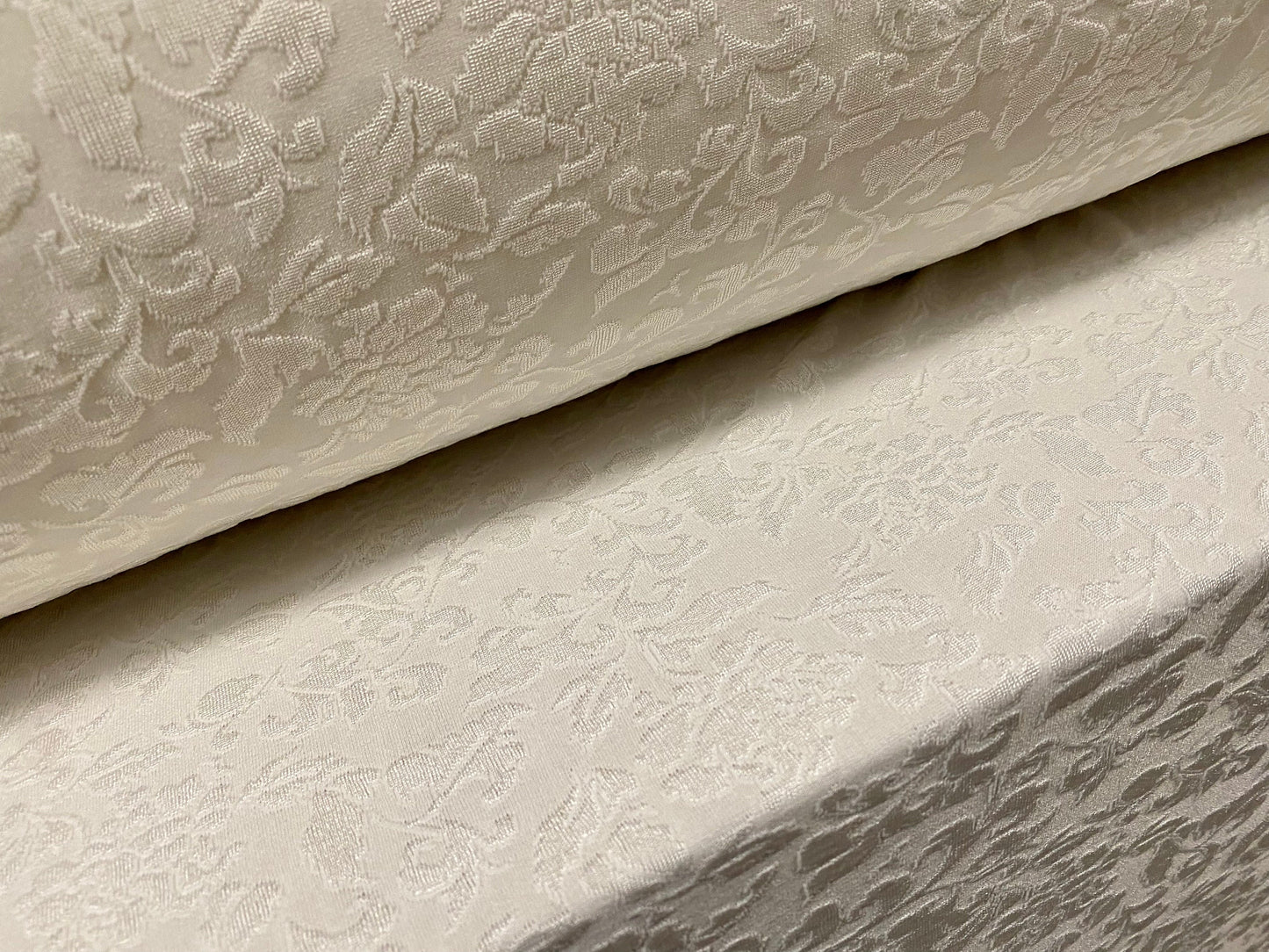 Stretch spandex floral jacquard jersey fabric, per metre - Ivory