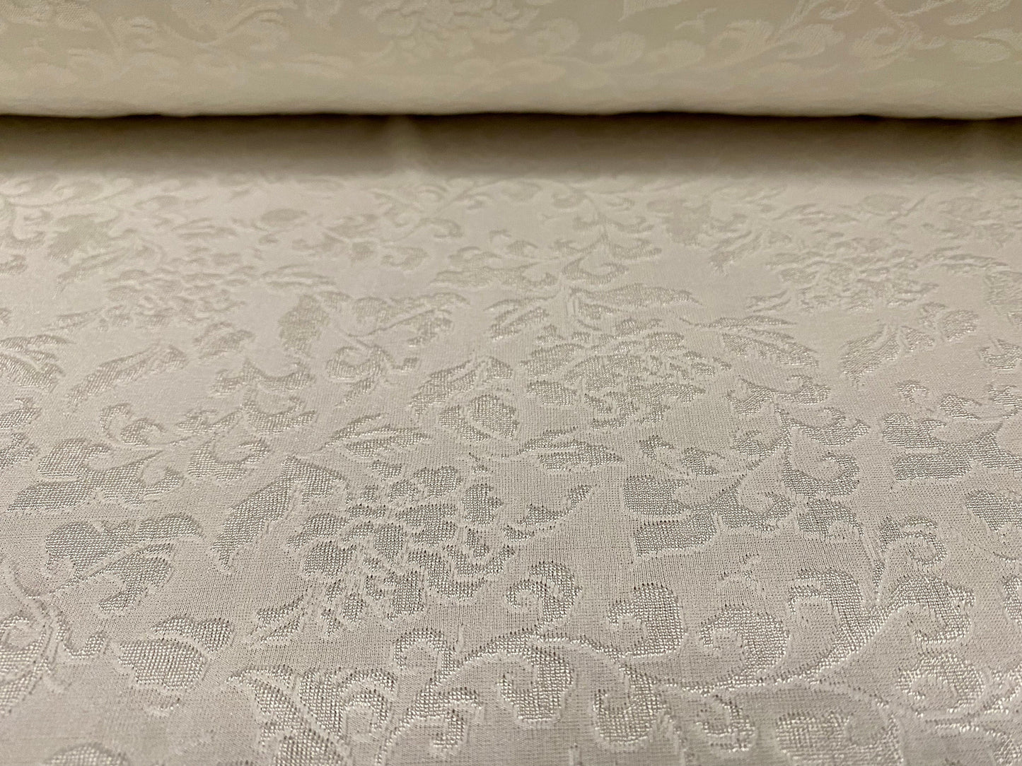 Stretch spandex floral jacquard jersey fabric, per metre - Ivory