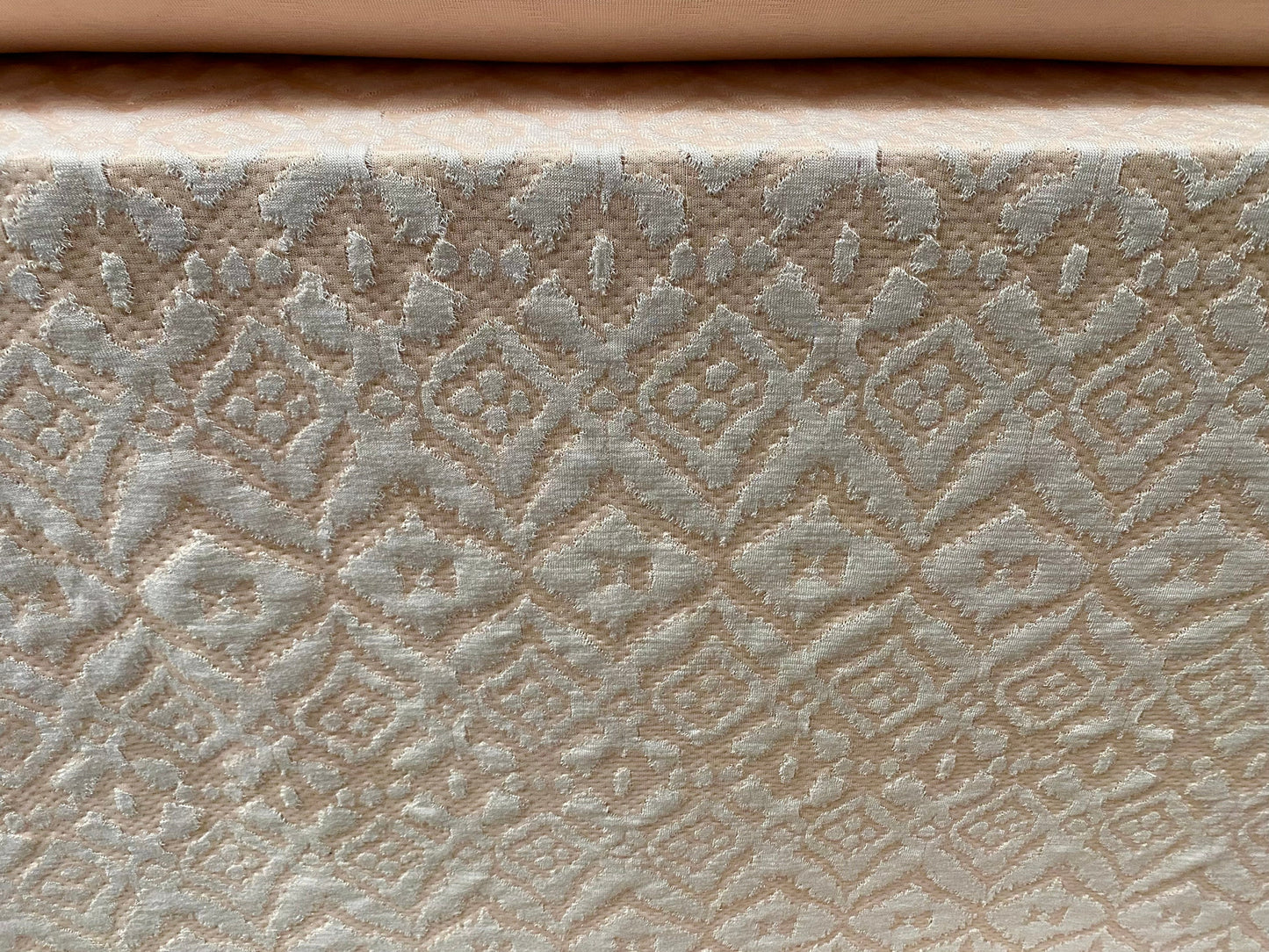 Stretch spandex Aztec blister jacquard double jersey fabric, per metre - peach