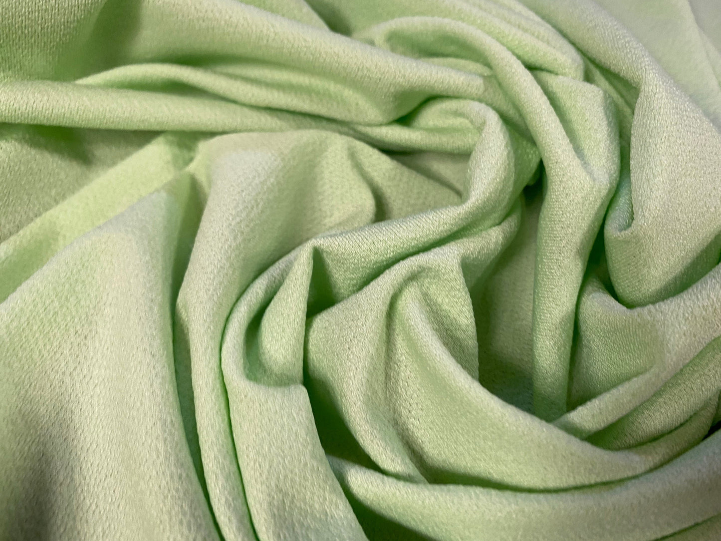 Textured crepe stretch spandex jersey fabric, per metre - plain - mint green