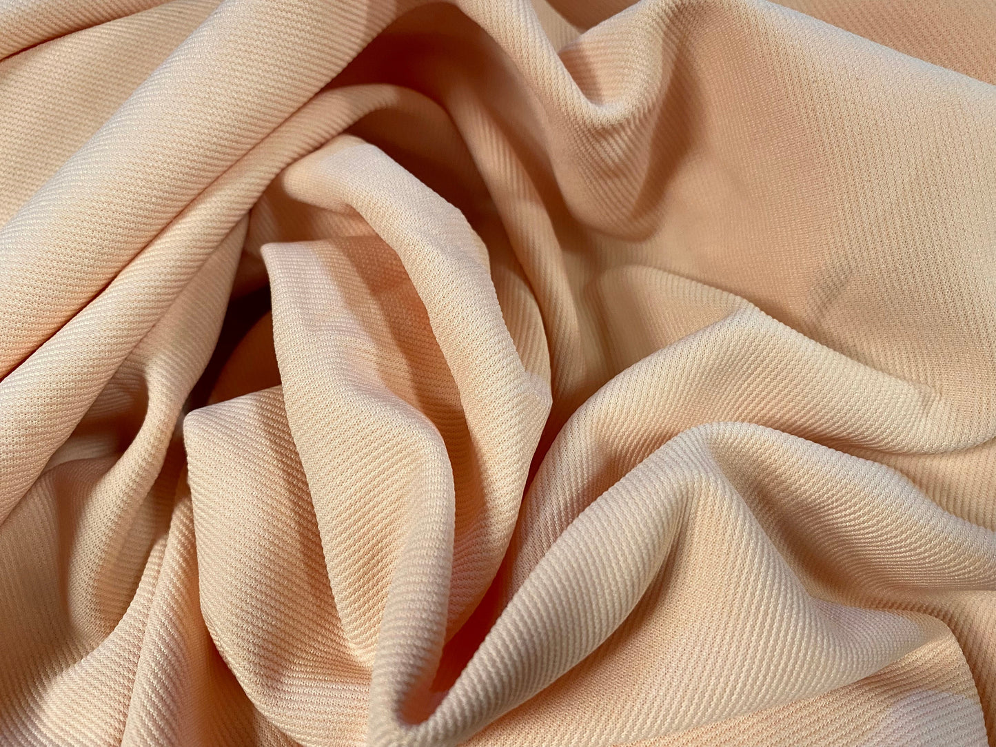 Fine Ottoman Rib Stretch Spandex Double jersey fabric , per metre - plain - light peach