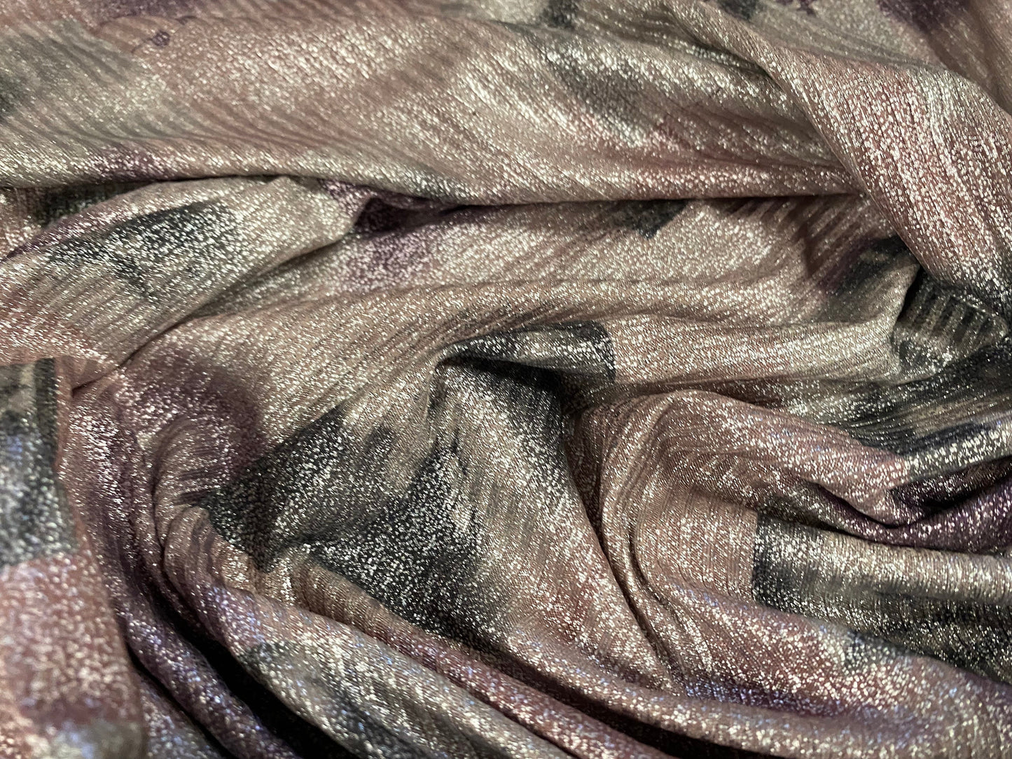 Metallic Spandex rib jersey fabric, per metre - eye contact print - pink purple