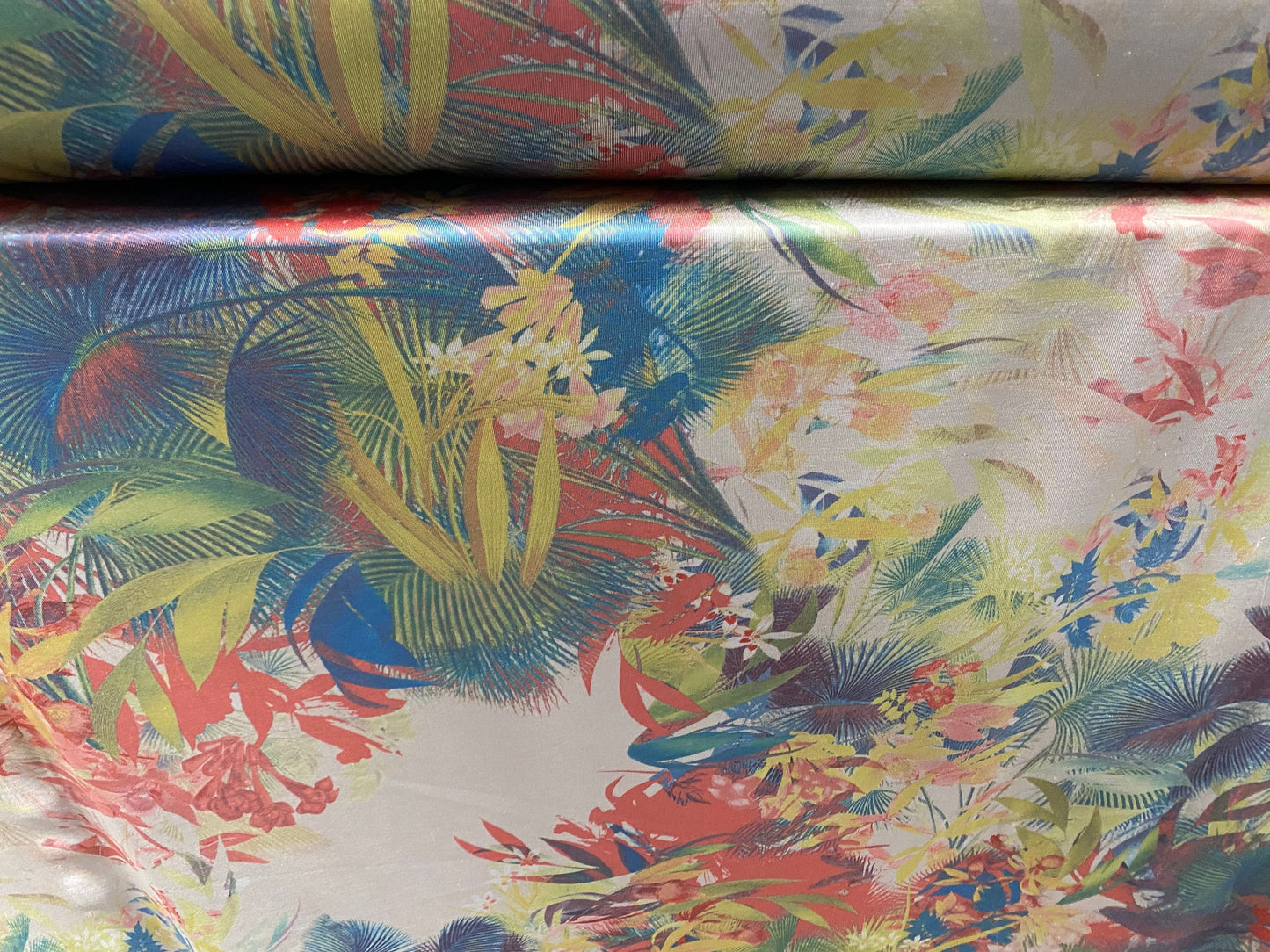 Printed stretch spandex single Jersey fabric, per metre - tropical flower print