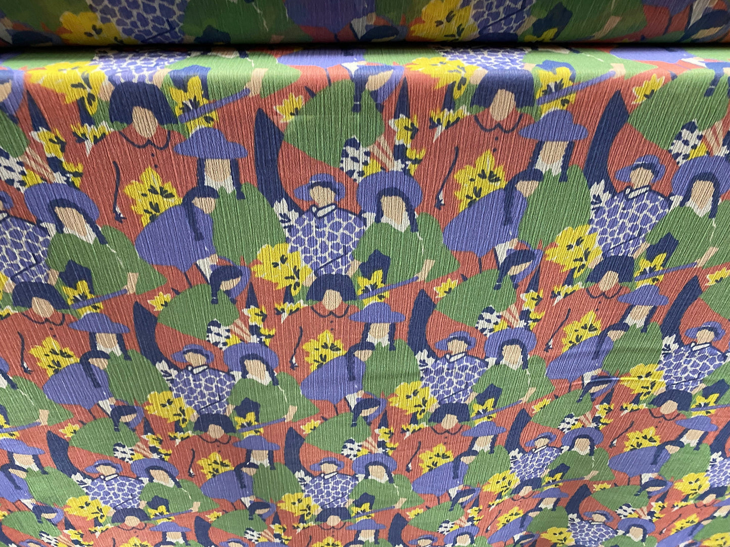 Printed chiffon yoryu dress blouse fabric, per metre - flower women print - green pink blue