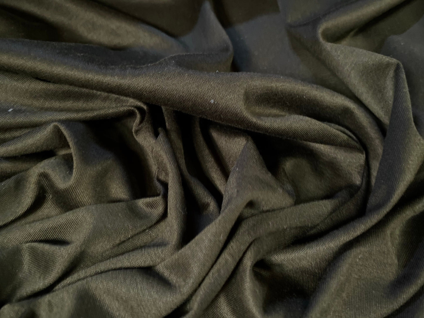 Viscose single jersey t shirt fabric, plain, per metre - Dark Olive