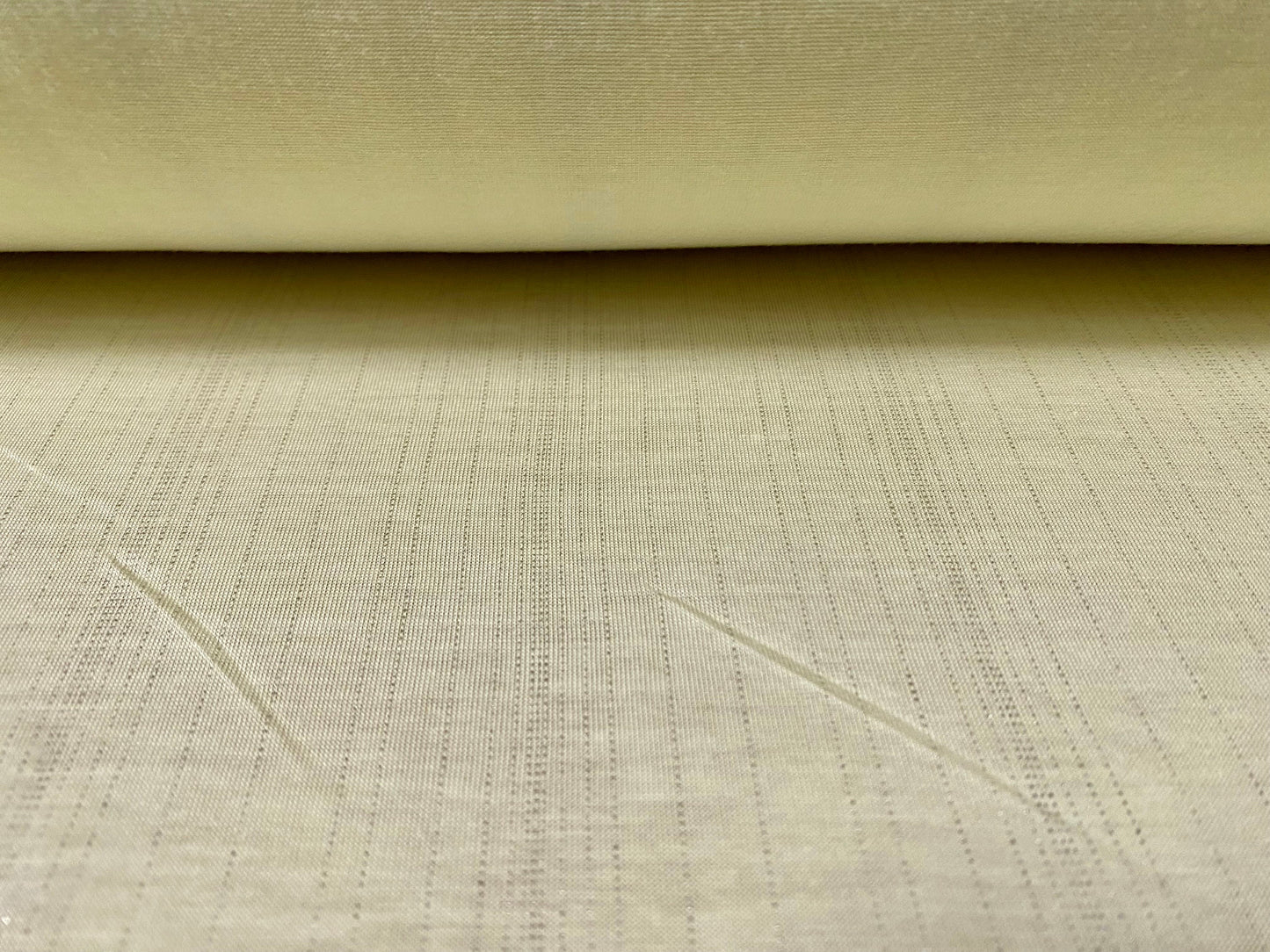 Viscose single jersey fabric with silver metallic stripe, per metre - Lemon