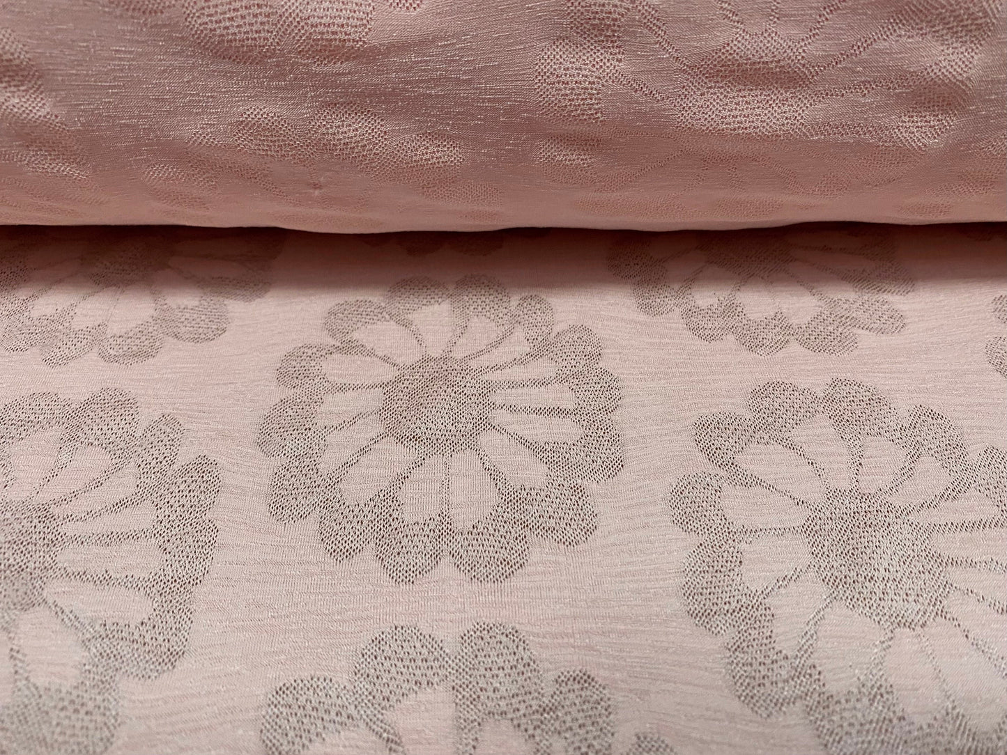 Stretch spandex Daisy jacquard lightweight jersey fabric, per metre - blush