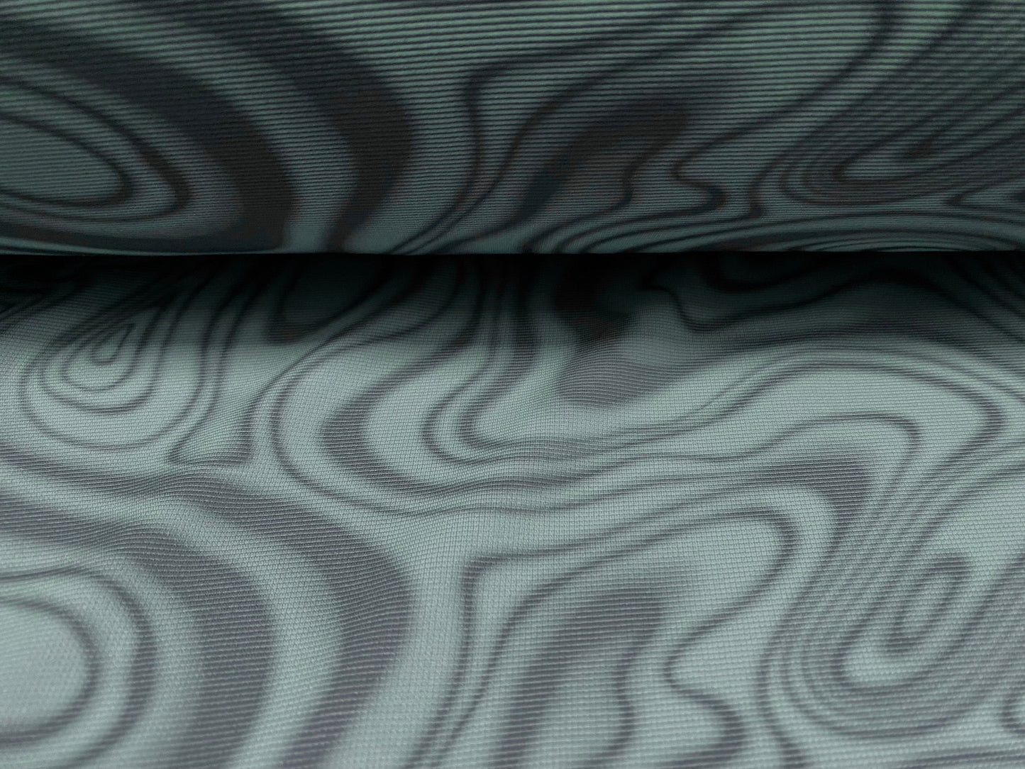 Fine Ottoman rib Stretch jersey fabric , per metre - swirl print - duck egg