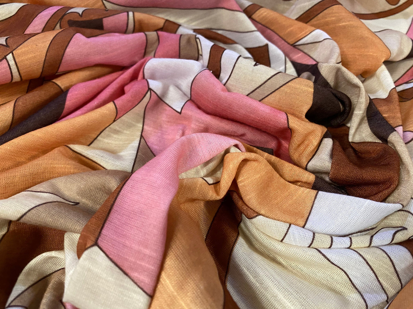 Slub single jersey printed fabric, per metre - Distressed swirl print