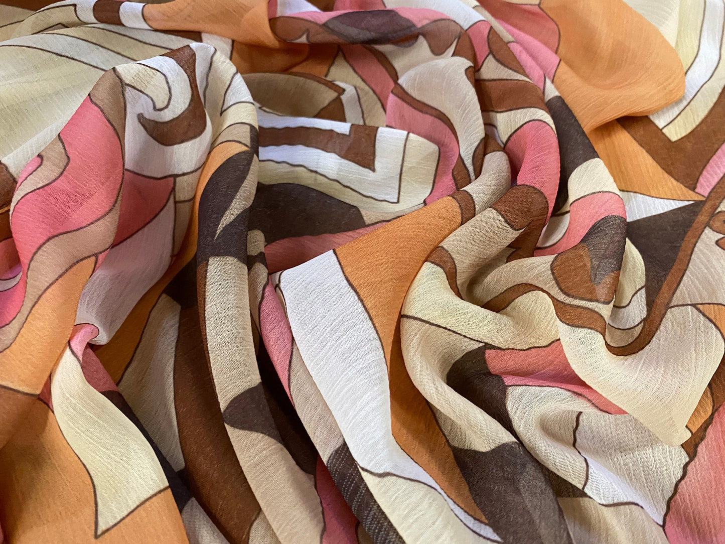 Printed chiffon yoryu dress blouse fabric, per metre - distressed swirl print