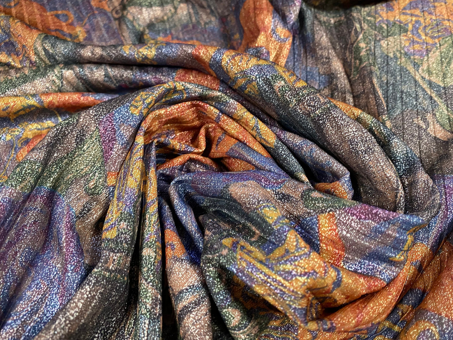 Metallic Spandex rib jersey fabric, per metre - Henry Tudor Kings & Queens print