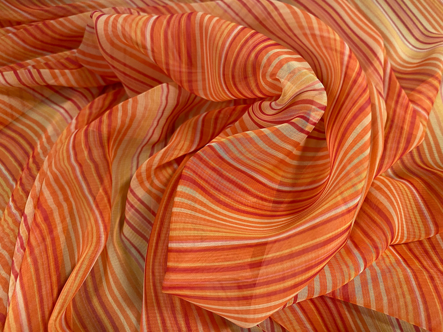 Printed chiffon dress blouse fabric, per metre - Orange stripe