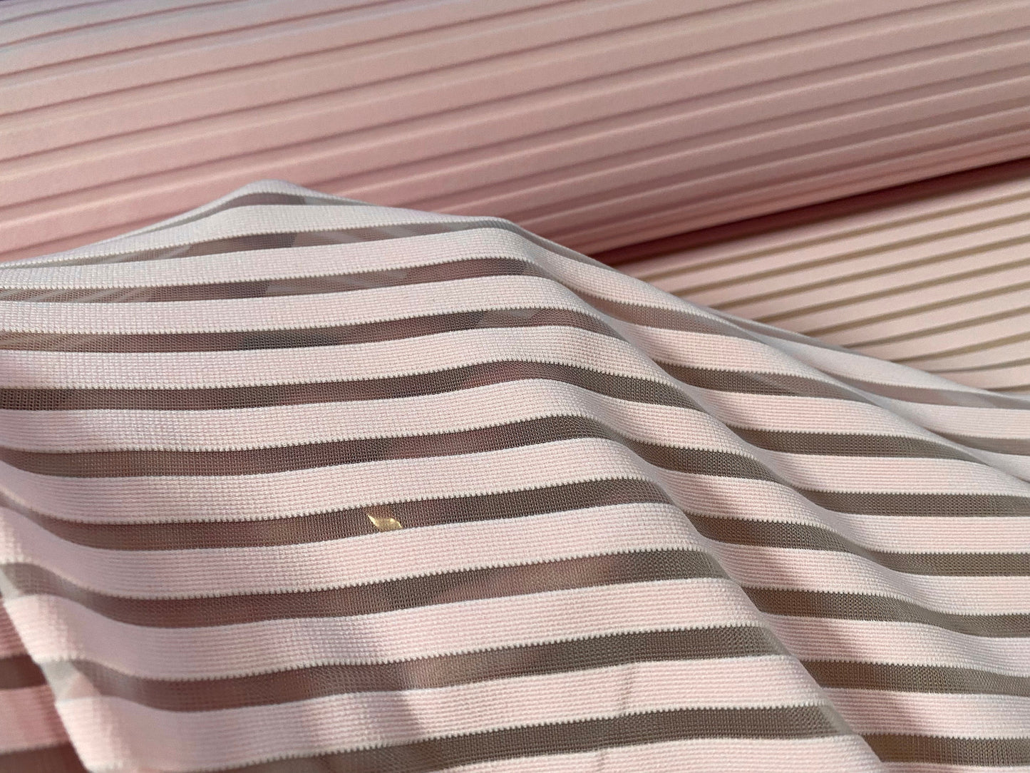 Ottoman rib burnout stripe jersey fabric , per metre - plain - baby pink